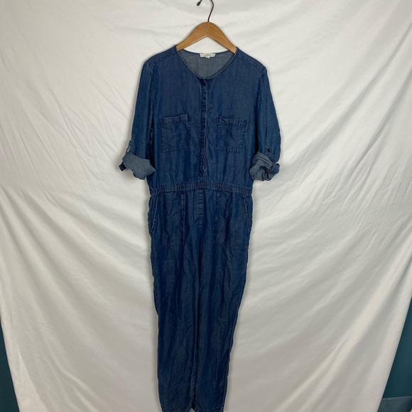 Ann Taylor Loft Denim Coverall Jumpsuit Medium 🌿 - Picture 2 of 12